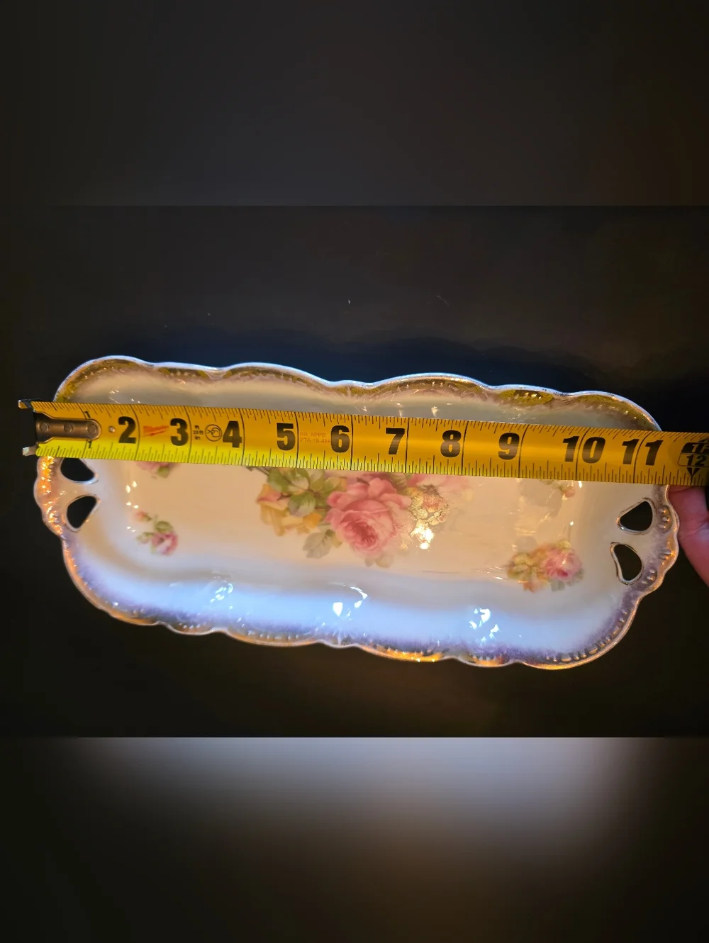 Reticulated Porcelain Serving Tray – Early 1900s – Hand‑Painted Roses - Picture 10 of 10